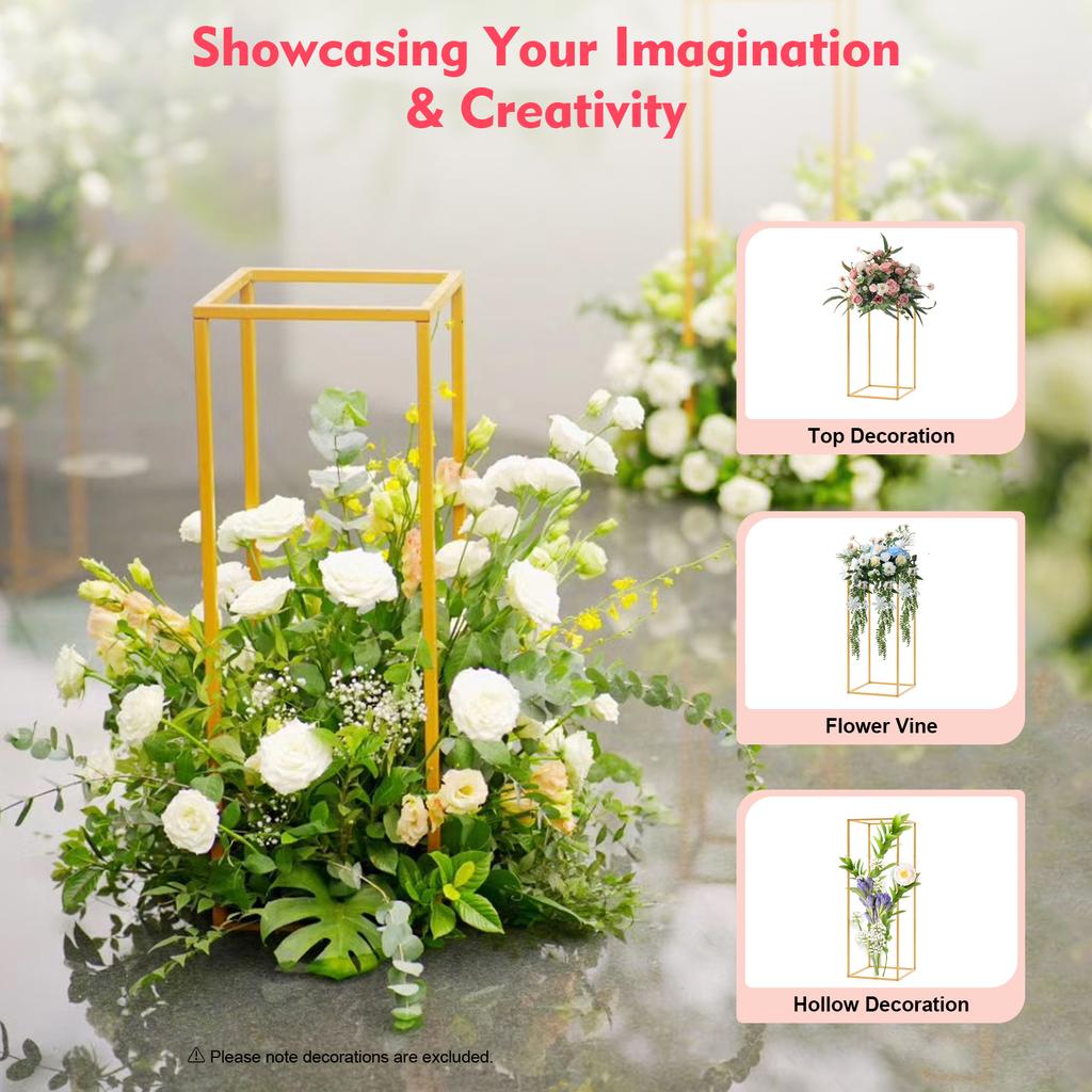 4-Pack Gold Flower Stands, Wedding Centerpiece Display Racks for Table Decor, Birthday Party Anniversary Decoration