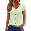 Women Summer  Top Eyelet Vacation Short Sleeve V Neck Loose Fit Shirt Spring Fashion Casual Clothes