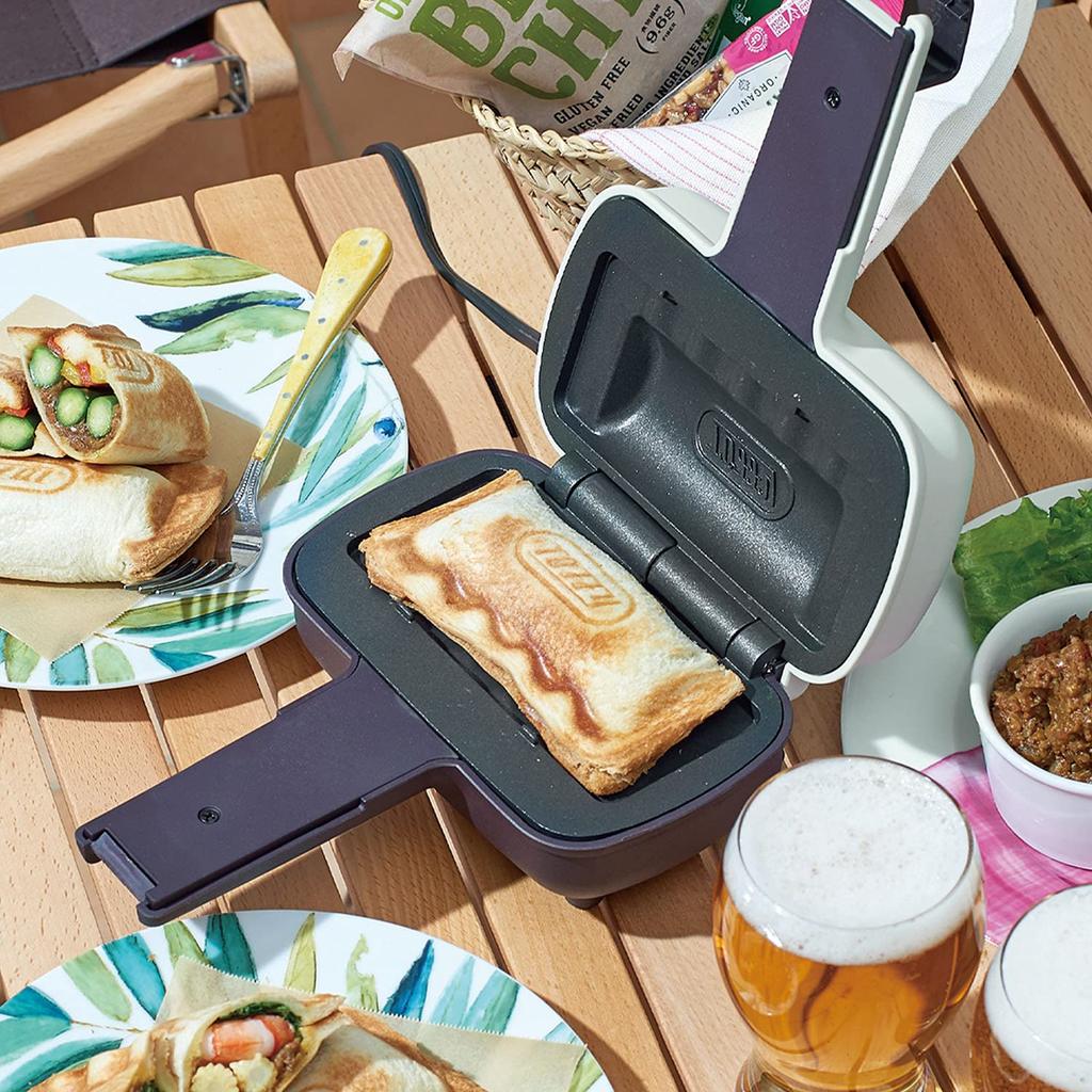 [Official Store & Online Exclusive] [Toffy] Half Toasted Sandwich Maker K-HS3 (Ash White) with Direct Store Exclusive Gift Package. Single-Bread