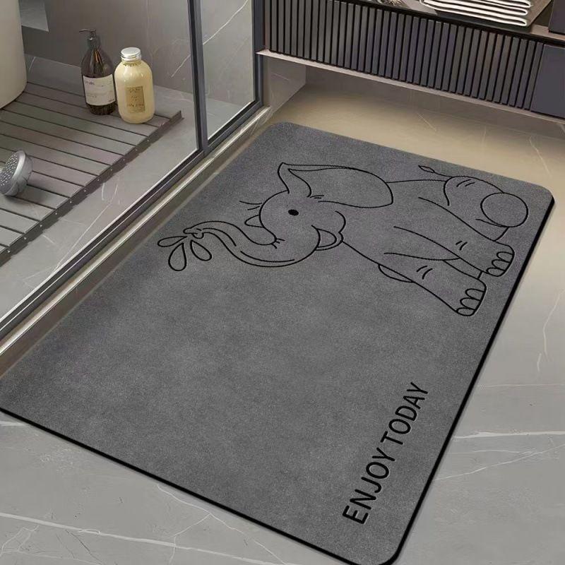

Diatom Mud Cute Internet Celebrity Gray Series Bath Toilet Absorbent Mat Non-Slip Quick-Drying Toilet Household Quality 40X60cm 15.7X23.6in