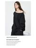 Louvre Spring Korean Athflow One-Shoulder Relaxed Sweatshirt for Women