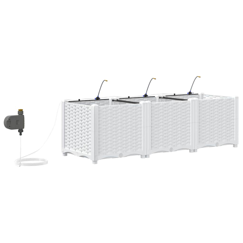 Garden Planter Set 3 pcs White 120 x 40 x 37.5 cm Plastic