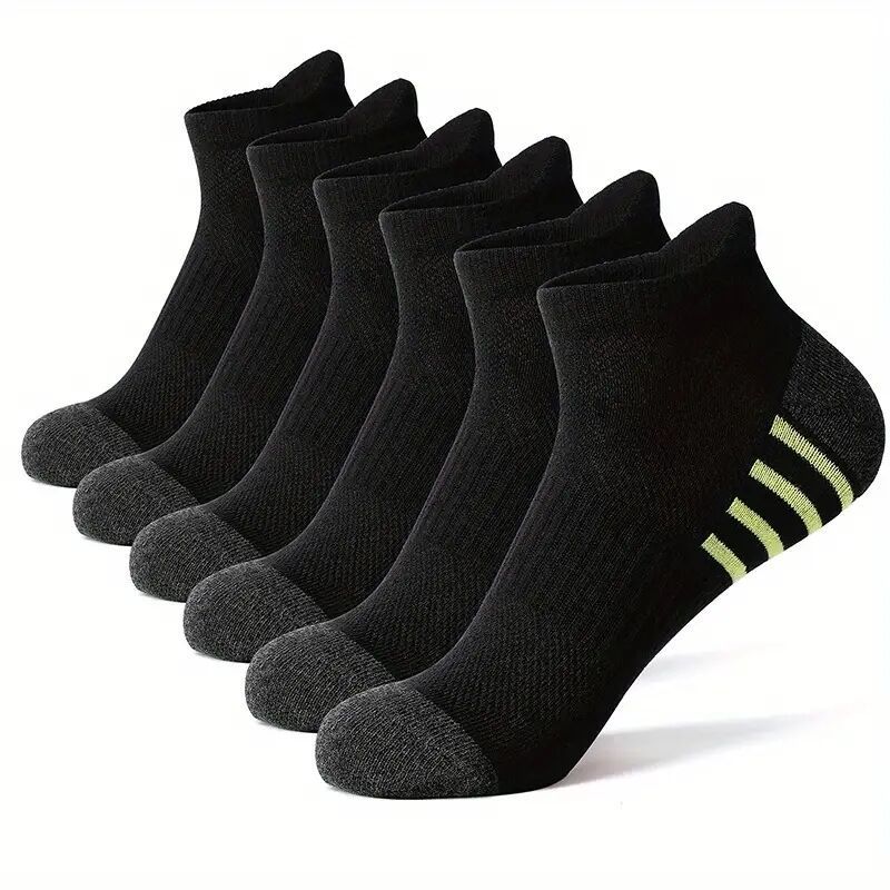 Nowe 6 par wysokiej jakości męskich skarpet sportowych Outdoor Leisure Czarno-białe Oddychające wygodne krótkie skarpetki męskie Plus rozmiar EU39-46