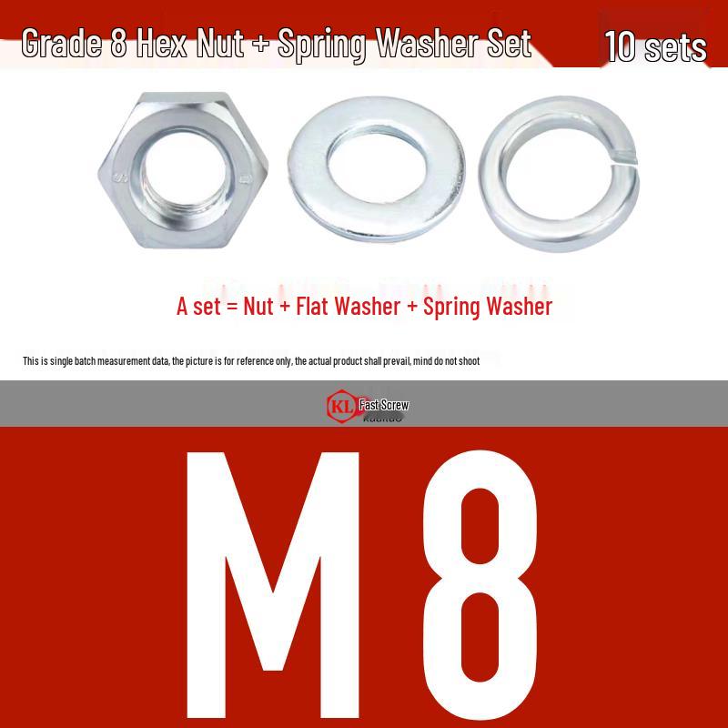 Galvanized Hex Nuts, Flat Washers, Spring Washers in M2-M48, Blue and White Zinc Coated