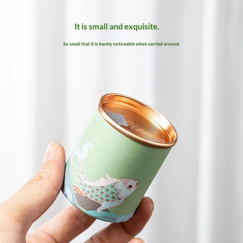 Retro Koi Fish Mini Empty Tea Tin Can Household Tea Sealed Jar Portable Travel Small Tea Box Paper Storage Can