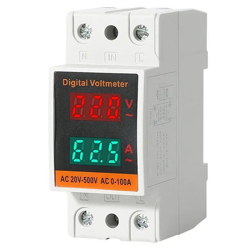 

AEE2-Dual Display Combination Rail Type Single Phase Digital Meter Digital Din Rail Power Meter AC Voltmeter Ammeter Energy білий