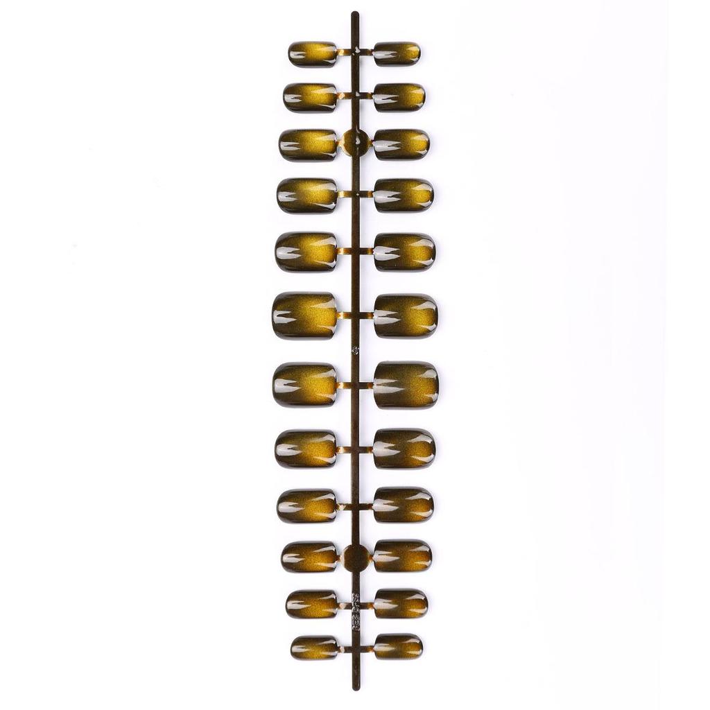 Gold Cat Eye Detachable Electroplated Short Square Nails - Premium Finish