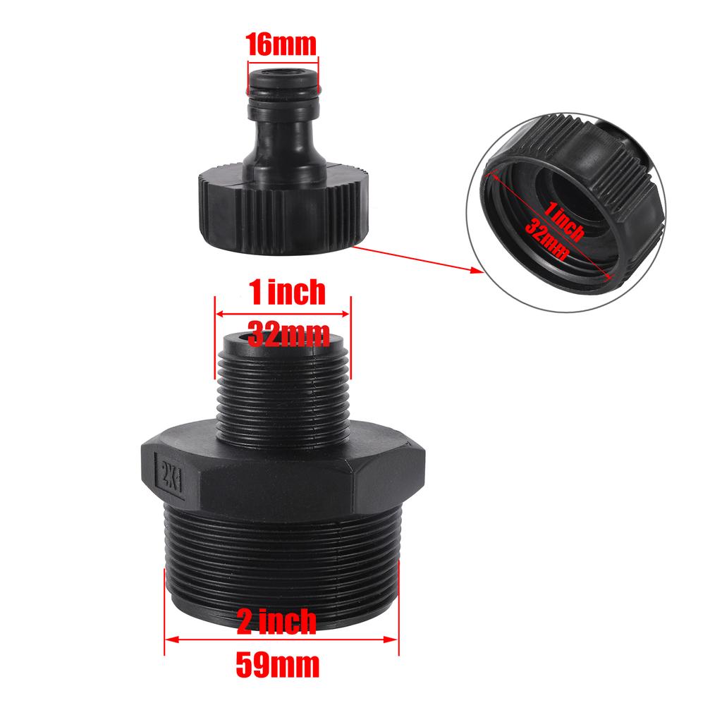 Plastic 1 Inch To 2 Inch Male Thread Reducing Pipe Connector Garden Irrigation Water Pipe Fitting Aquarium Fish Tank Joint 1Pc