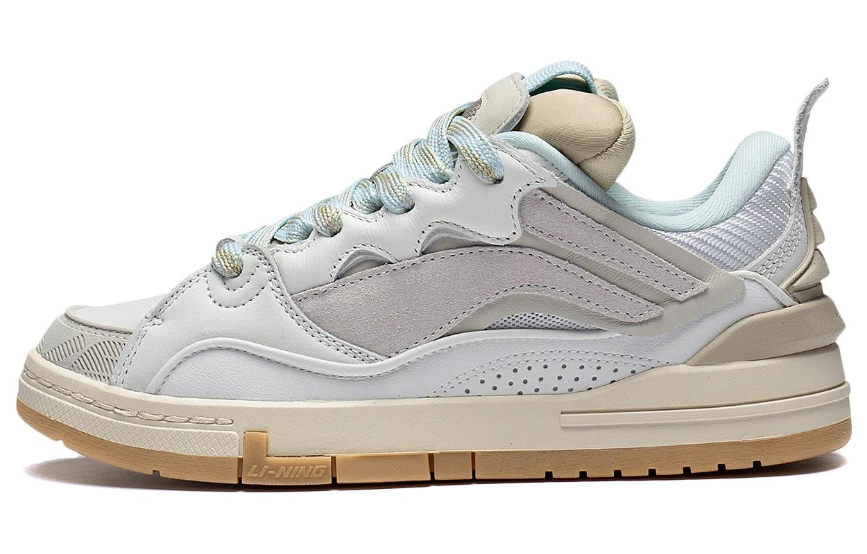 Li Ning Wave GOLDEN Удобные Нескользящие Износостойкие Низкие Скейтбордические Кроссовки Женские Белые Серые AECS074-3 38