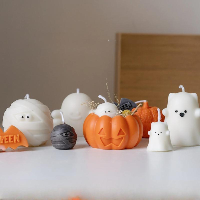 Halloween Silicone Soap Mold Diy Scented Candle Making Halloween Ghost Pumpkin Aromatherapy Plaster Decoration Candle Mold