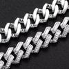 Hip Hop Jewelry 16mm Wide Iced Out Baguette Zircon Rhombus Prong Cuban Link Chain Bracelet for Men