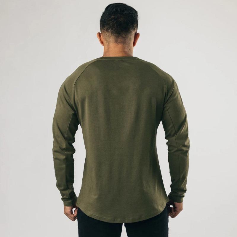 Spring and Summer Men's Long Sleeve Henley Sports Casual Cotton Stretch V-Neck Button Thin T-Shirt