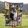 Border Collie Creative Patchwork Pattern Gift for Dog Lovers Soft Blanket Flannel Blanket 1pc