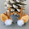 Japanese & Korean Style Flocked Coral Antler Ears Hair Clip for Christmas Photo Shoots
