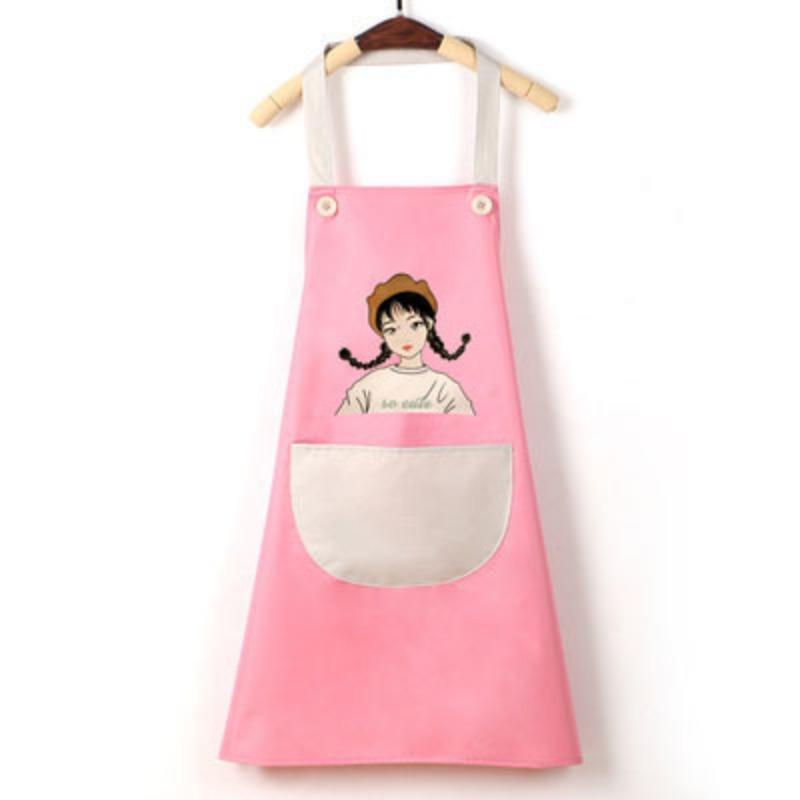 Cartoon Little Girl Apron Waterproof and Oil-proof Fashionable Apron for Kitchen Home Cooking and Housework