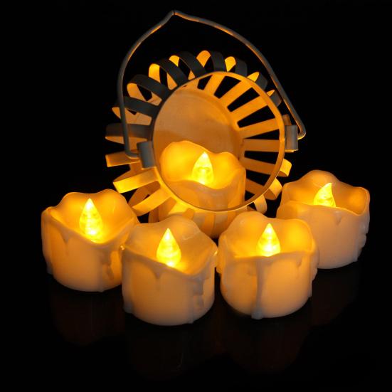 12 Pcs LED Flameless Tea Light Candles Flickering Electric Fake Candles Battery Operated LED Tea Lights with Warm Light