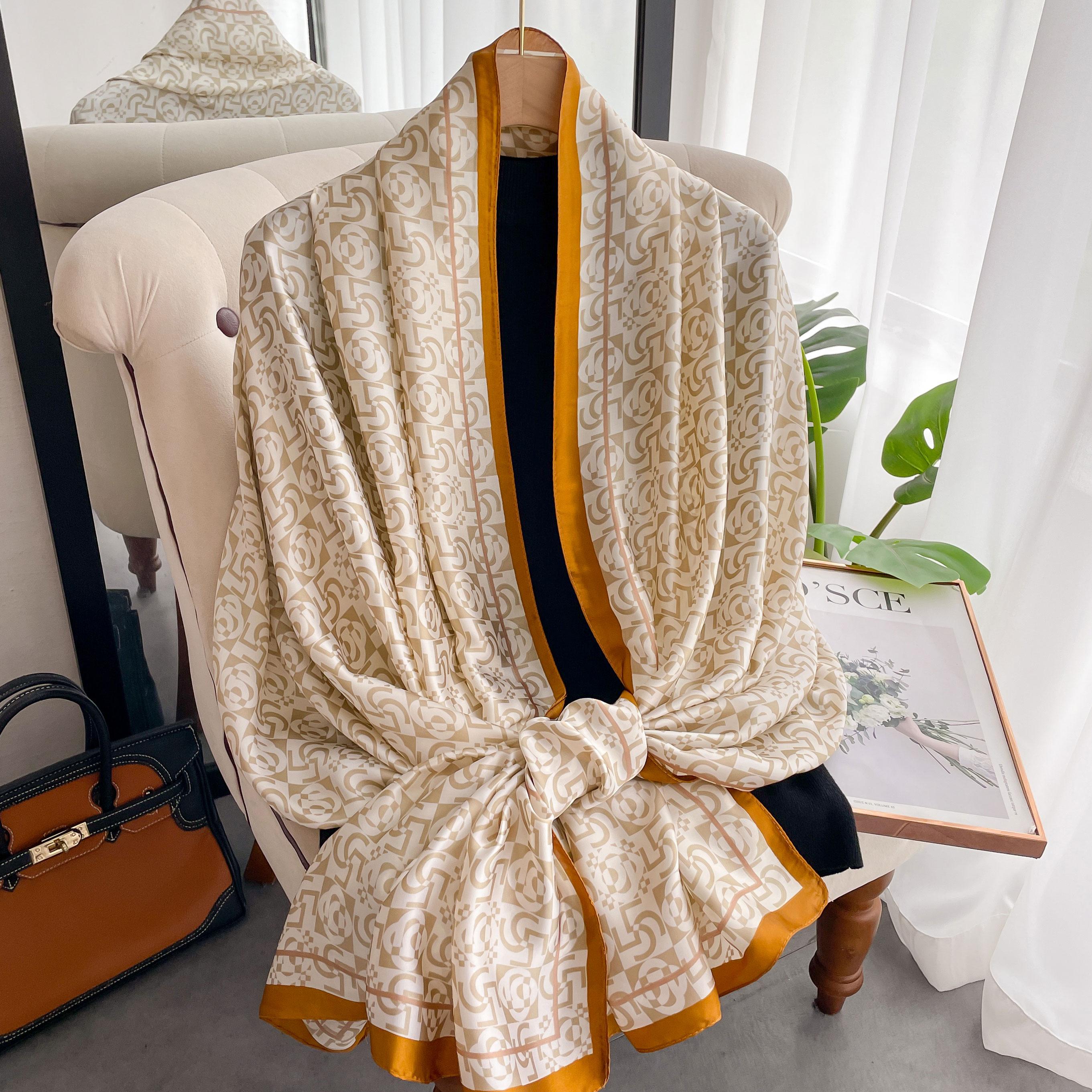 

180*90cm muffler fashion Luxury Brand Scarf Women New Style Fashion Color Matching Print Silk Lady Popular Headcloth Beach Shawl