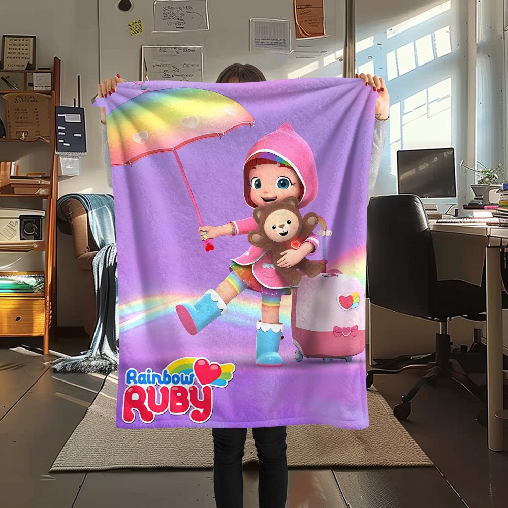 1 Pezzo Coperta in Flanella con Stampa Rubino Arcobaleno, Alta Qualità, Confortevole per Tutte le Stagioni, Decorazione per la Casa, Calore e Comfort, Perfetta per Regali di Natale