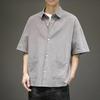 T-shirt da uomo in cotone di bambù con colletto Henley a maniche corte, taglie forti, moda casual europea
