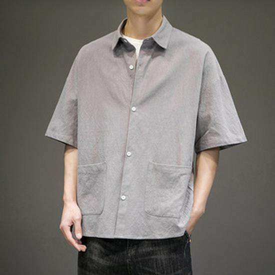 T-shirt da uomo in cotone di bambù con colletto Henley a maniche corte, taglie forti, moda casual europea