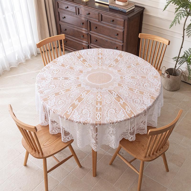 1Pc Lace Dust-proof Desk White Tablecloth Vintage Tablecover Terylene 180CM