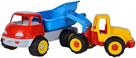 LKW Kipper with Excavator Toy Set, 29cm/36cm, Soft Rubber Tires, Sand Play Toys for Kids Ages 10 Months and Up