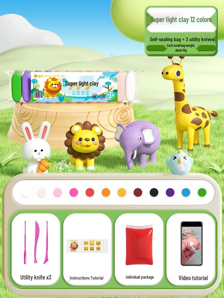 

Набор нетоксичной цветной глины для детей - Сверхлегкая глина для ручной работы, сделай сам