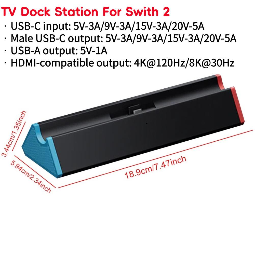 Portable 4K TV Dock Station for Switch 2 with Type C Port USB3.0 Console Charging Stand For Nintendo Switch 2 Game Accessories