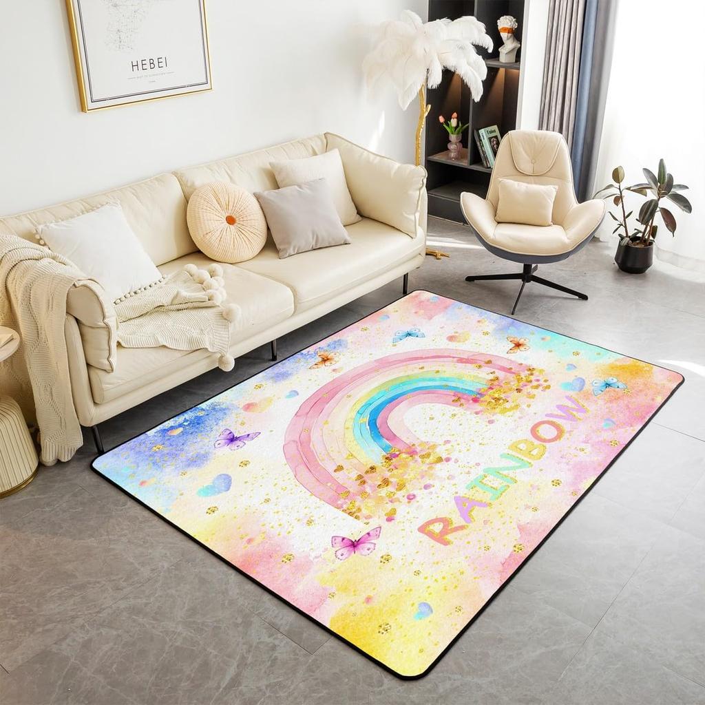 King and Queen Crown Area Rug Romantic Gold White Loving Heart Rugs for Living Room 39"x59",Couple Lover Gray and Black Washable Rug,Wedding