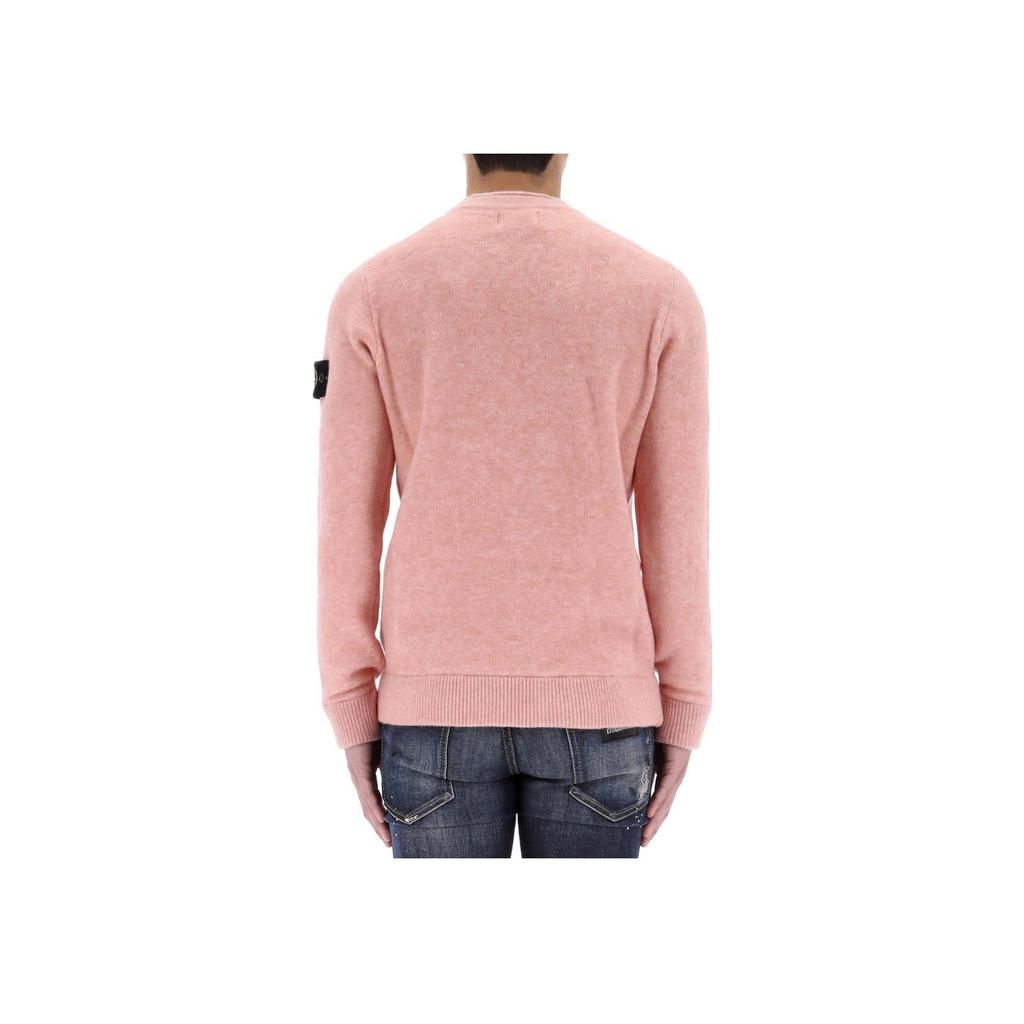 Stone Island Solid Logo Knit Long Sleeve Sweater Men sweater Pink 7715543C1-V0083