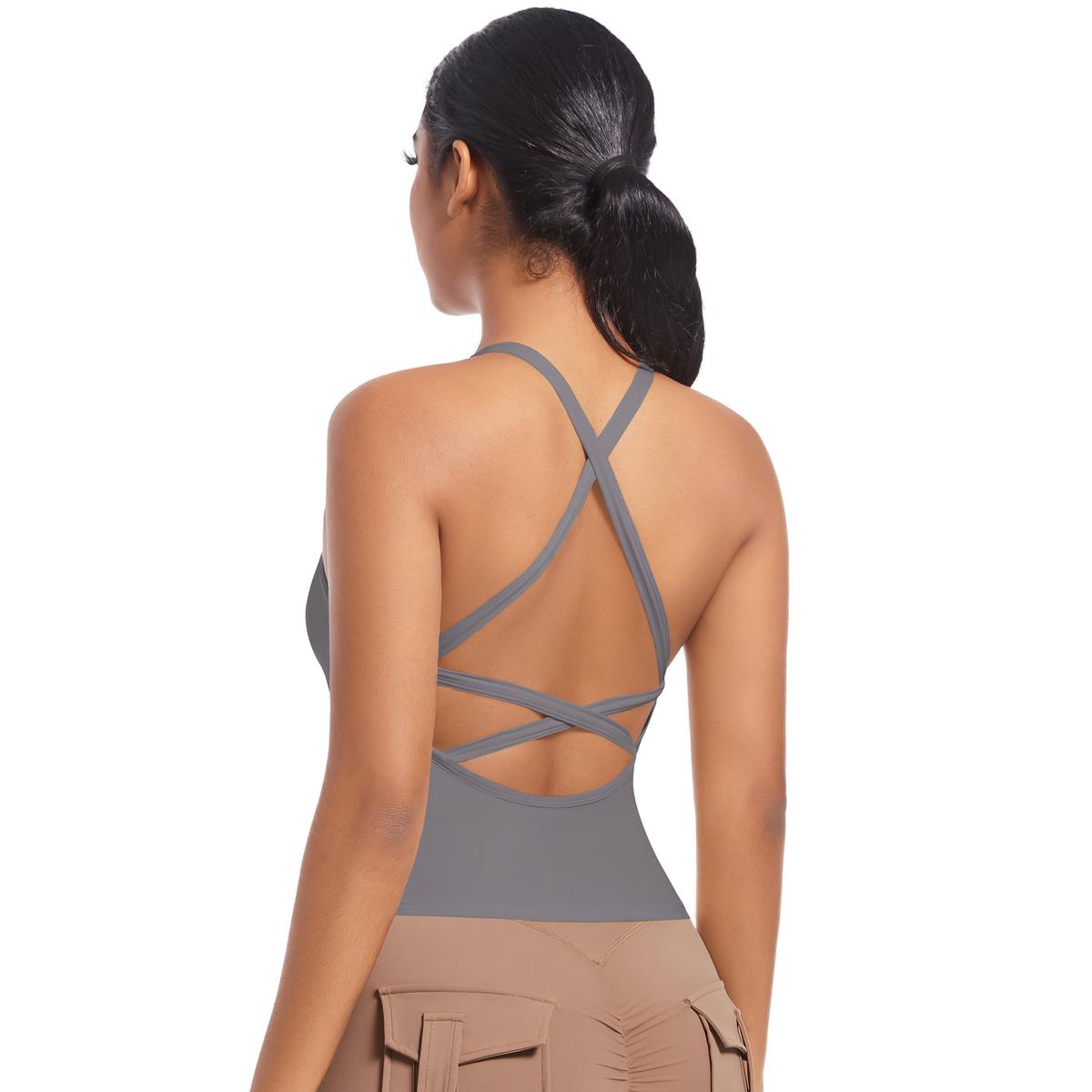 

Auroth Back Cross Running Bra Womens Дышащий жилет для йоги Быстросохнущий майка для фитнеса в спортзале XL серый