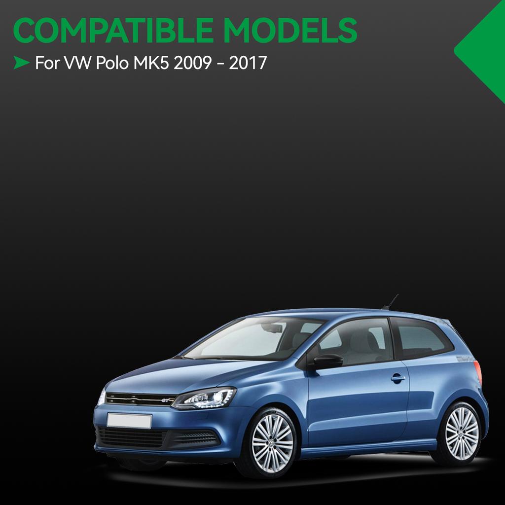 1 Paar Seitenspiegelabdeckung für VW Polo MK5 09-17 Glänzend Schwarz Rückspiegelkappe Links + Rechts 6R0857537B 6R0857538B