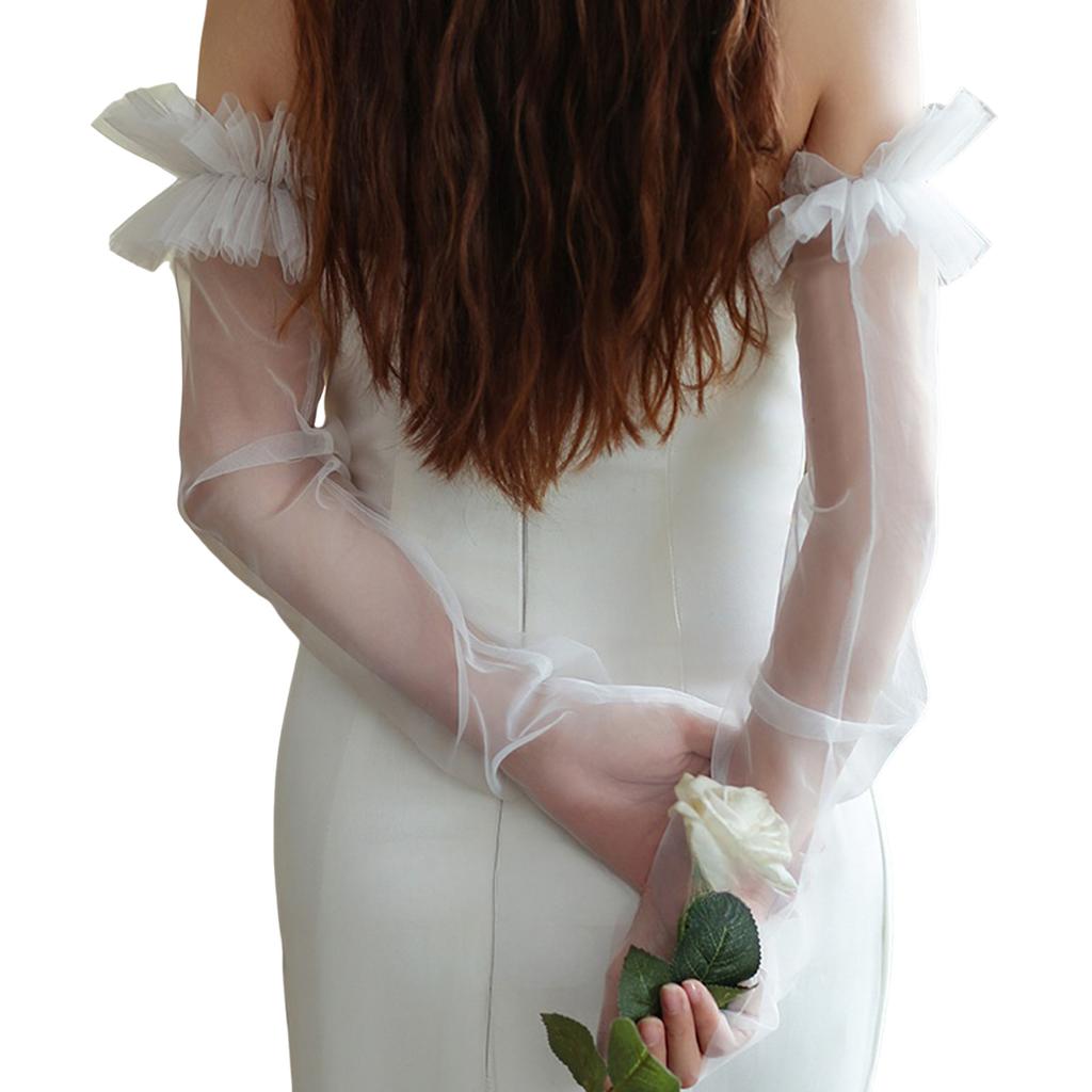 Long Sheer Gloves with Embroidery Flower Bridal Gloves for Special Occasion Wedding Bride Gloves Party Accessories