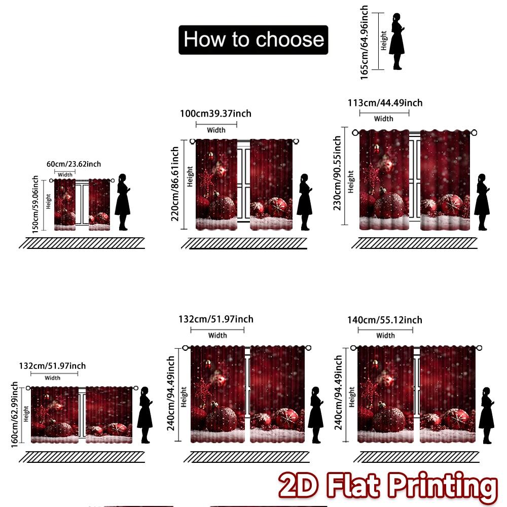 2 szt., zasłony DRUKOWANE PŁASKO 2D (Bez Roda) Świąteczna Kraina Czarów Festiwal Halloween Modne Zasłony Trwała Tkanina Poliestrowa