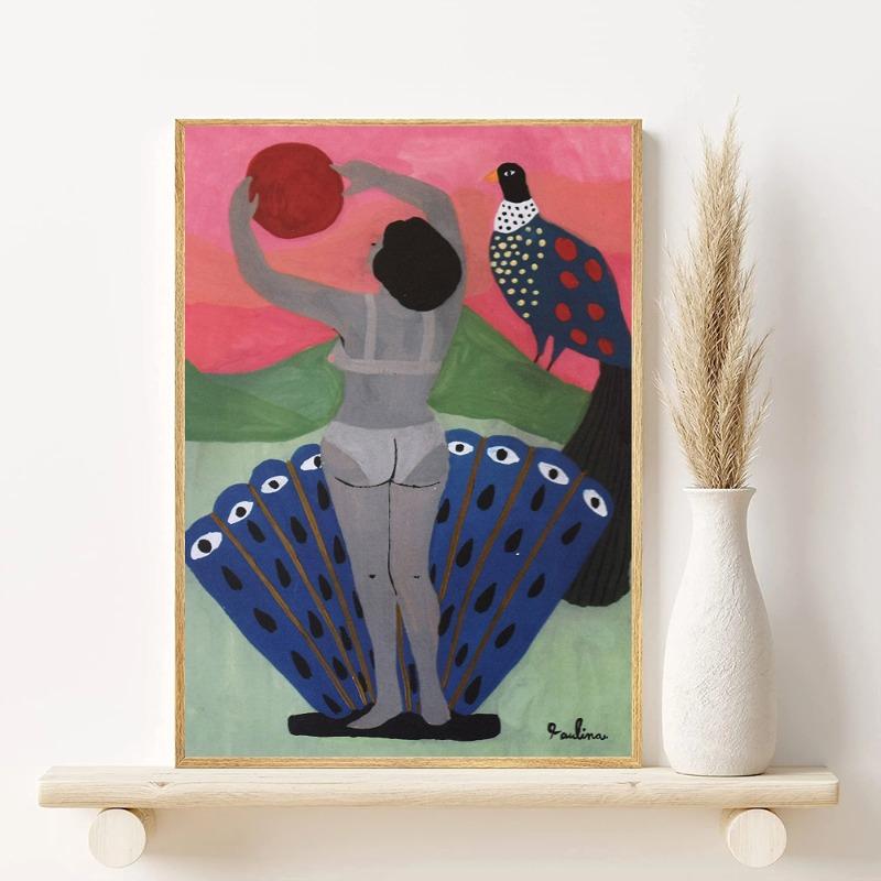 Leopard And Female Art Poster HD art sticky wall waterproof home living room bedroom bar aesthetic decoration