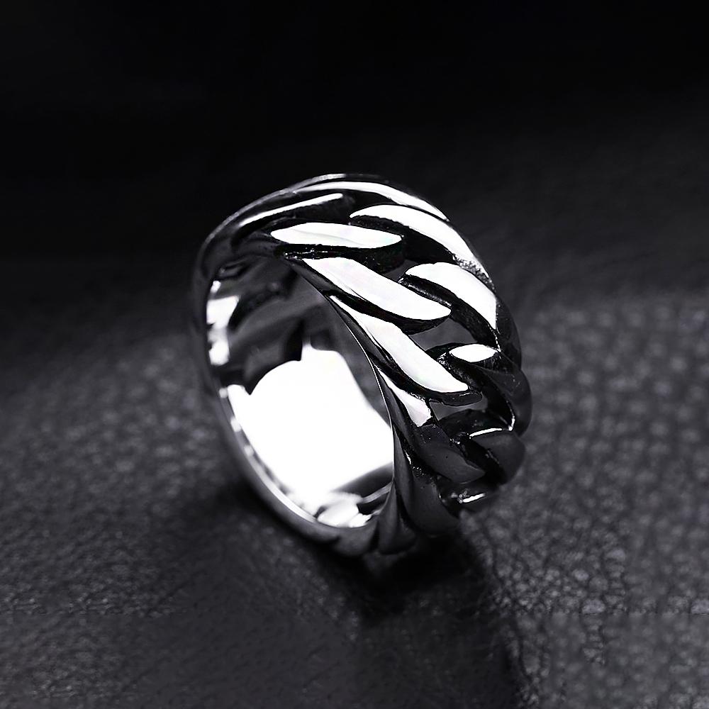 Fashion Simple 316L Stainless Steel Link Chain Rings For Men Women Punk Hip Hop Personality Retro Ring Party Biker Jewelry Gifts