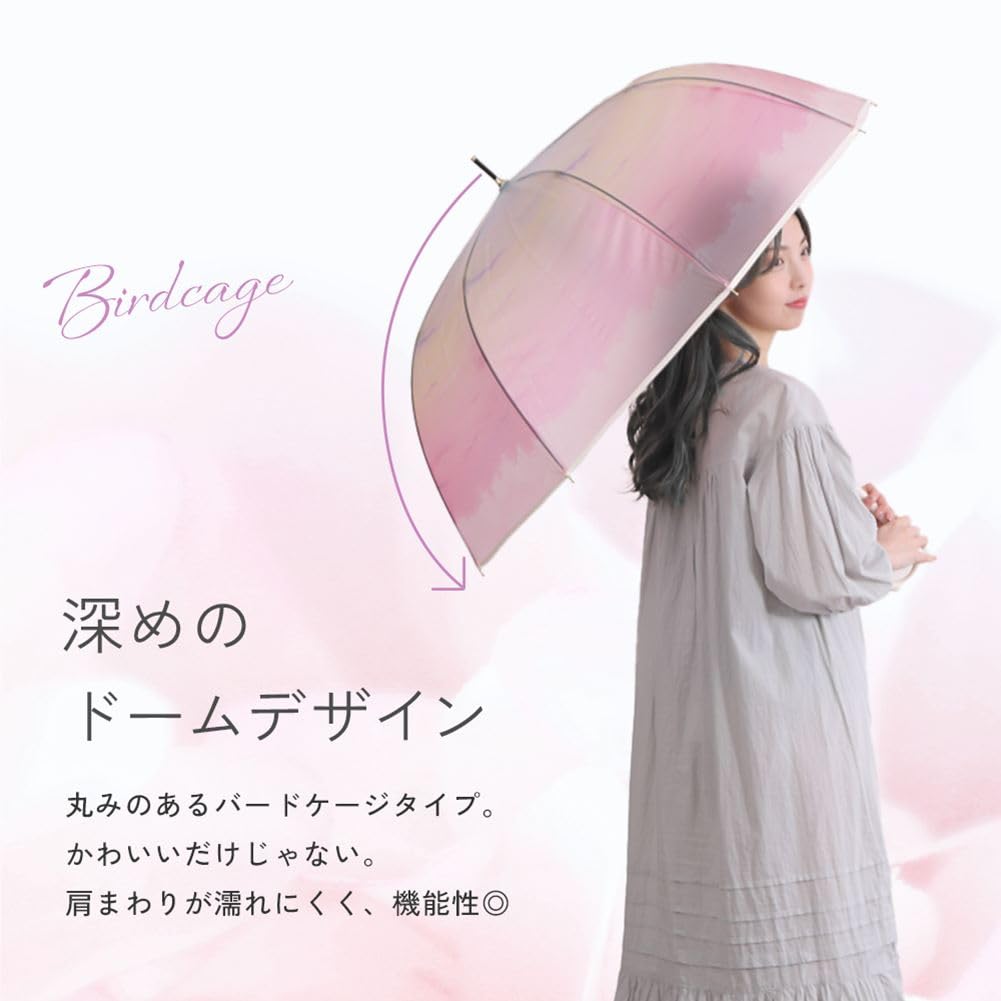 Ogawa (Ogawa) Long Vinyl Umbrella, Sky, LINEDROPS, 60cm, 8 Ribs, Deep Tension, Jump-Style, 57356