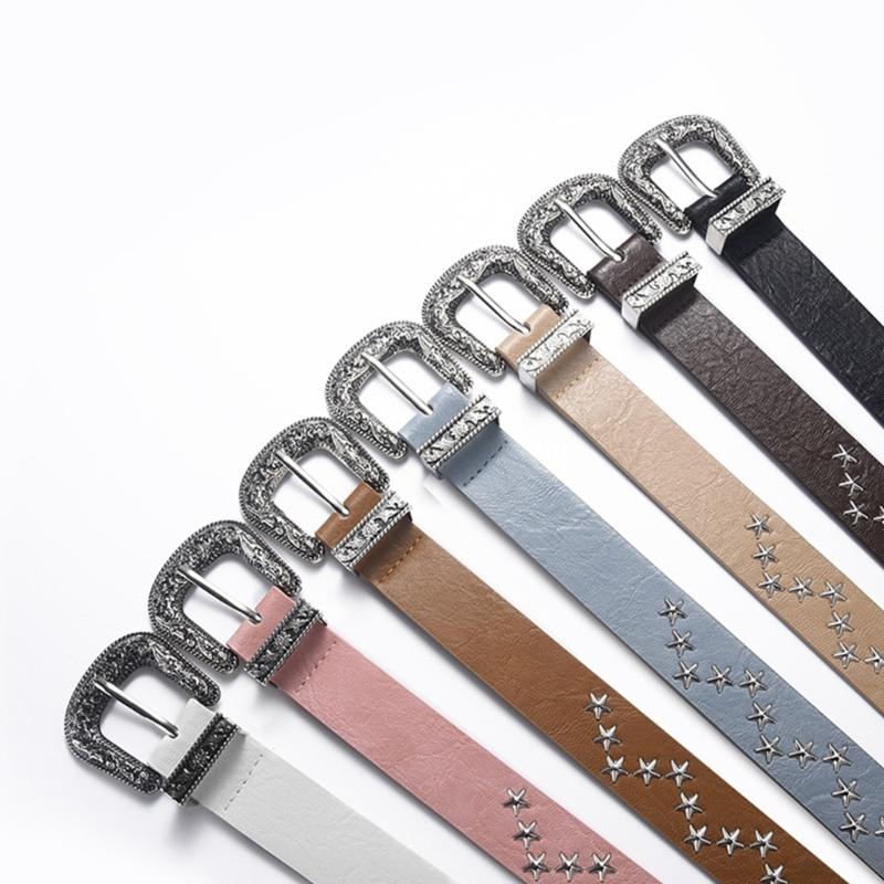 Elegant PU Belt With Star Embellishments Trendy Soft Belt With Adjustable Accessory for Dress or Jeans