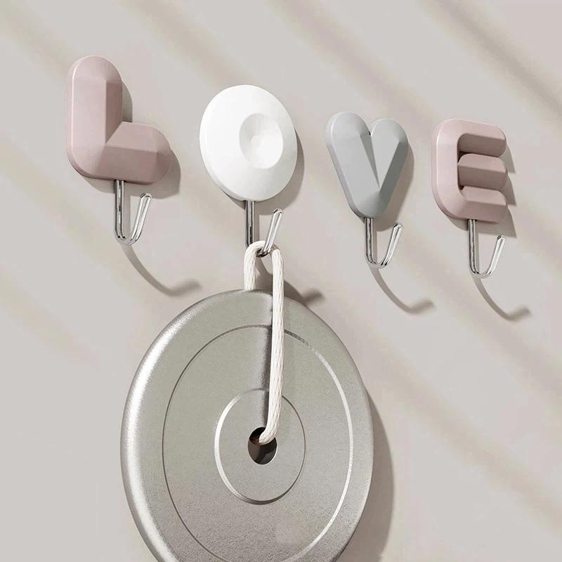 Love Letter Self Adhesive Wall Hooks No Drilling Decorative Hanging Hook For Key Bag Clothes Home Entryway Hooks Decor