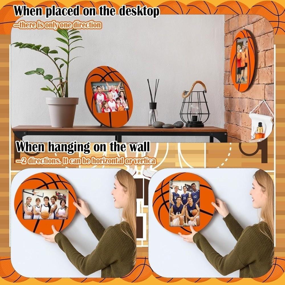 Wooden Sport Photo Frames Baseball Soccer Unique Football Picture Holders Handmade Sport Themed Art Display Rack Photo Decor
