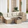 Garden Sofa Set Beige Poly Rattan