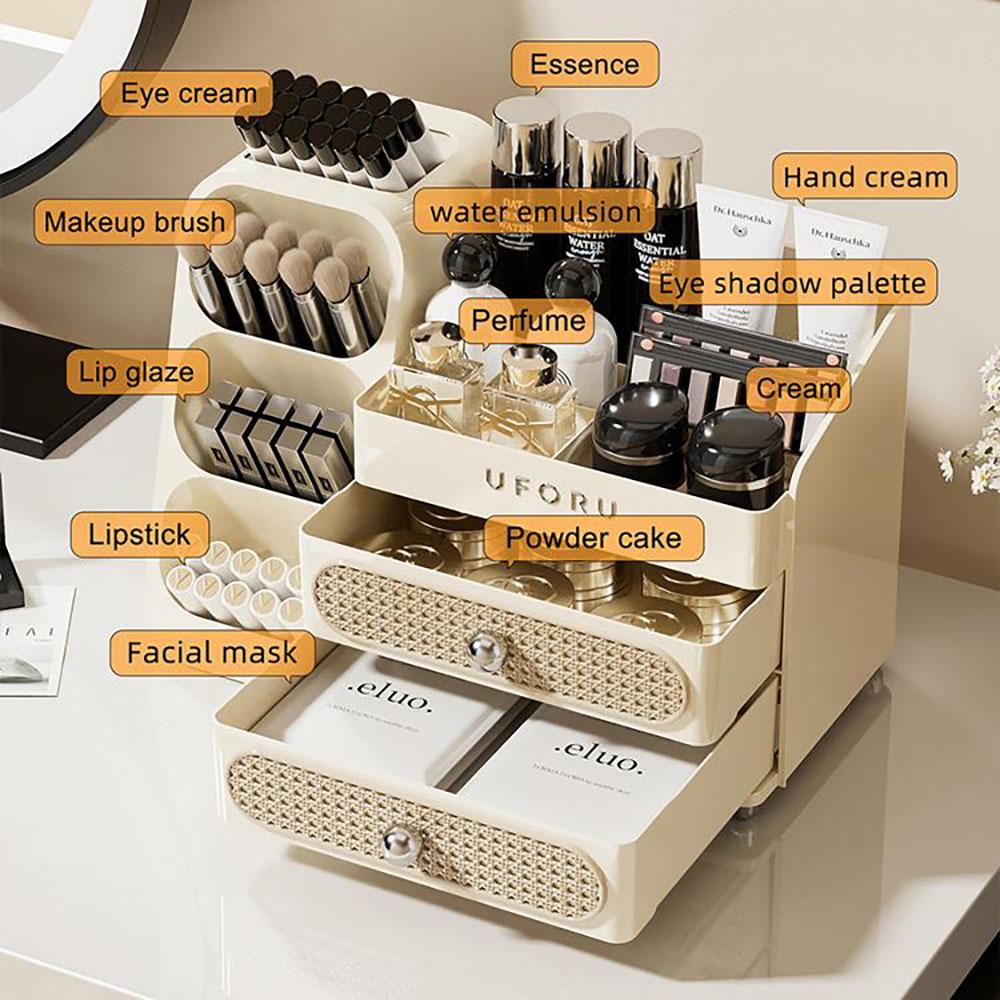 UFORU Makeup Organizer For Vanity, Countertop Organizer With Drawers, Spacious Cosmetic Display Case for Beauty Essential, Skinc