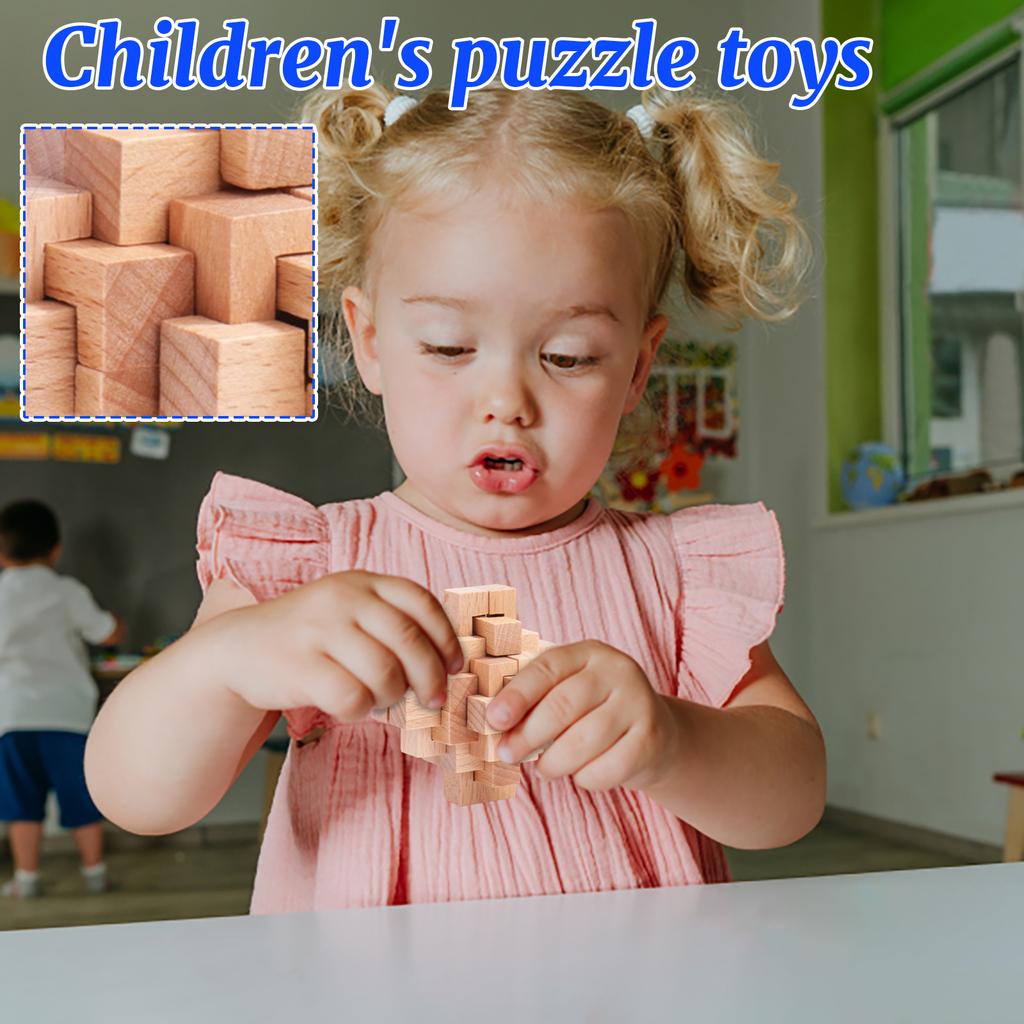 Children's Educational Gift Set: Mortise And Tenon Kongming Lock, Luban Lock, Complete Wooden Set