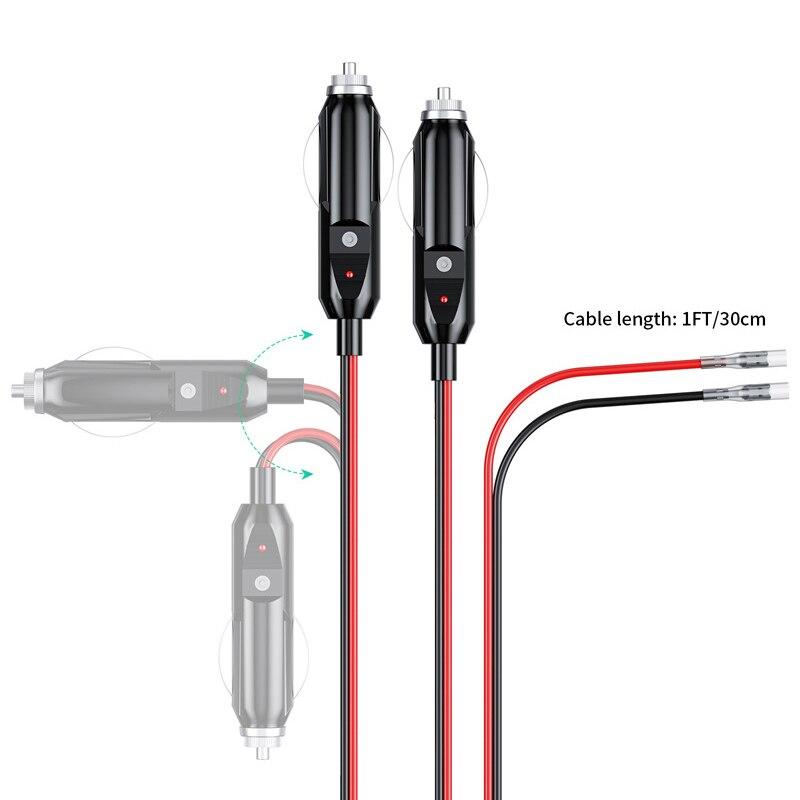 Balení 2 ks 12V Pojistkový Náhradní Napájecí Zástrčka Samec Adaptér s Vodiči LED Světlo s 16AWG Prodlužovacím Kabelem a 15A Pojistkou