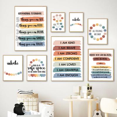 Inspirational Quotes Mental Health Schematic Wall Art Canvas Painting Nordic Posters And Prints Wall Pictures Kids Room Decor