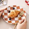 Geometrický šachovnicový vzor Keramický talíř Salátový talíř Dezertní talíř na dort Steakové talíře Molekulární kuchyně Kreativní nádobí