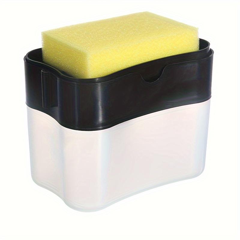 1pc Press Type Dish Soap Dispenser, Battery-Free, Manual Pump, Kitchen Dishwashing Station, Sponge Holder