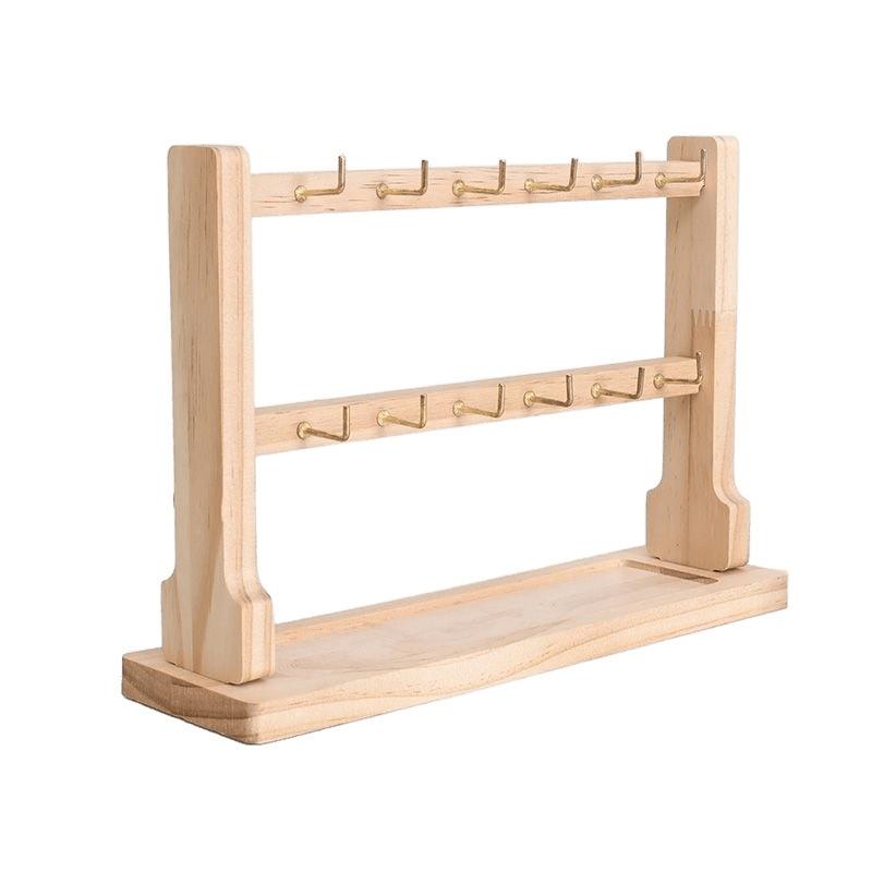 Wooden Jewelry Display Stand Necklace Bracelet Key Holder Hook Storage Rack Earring Pin Brooch Holder Stand Organizer