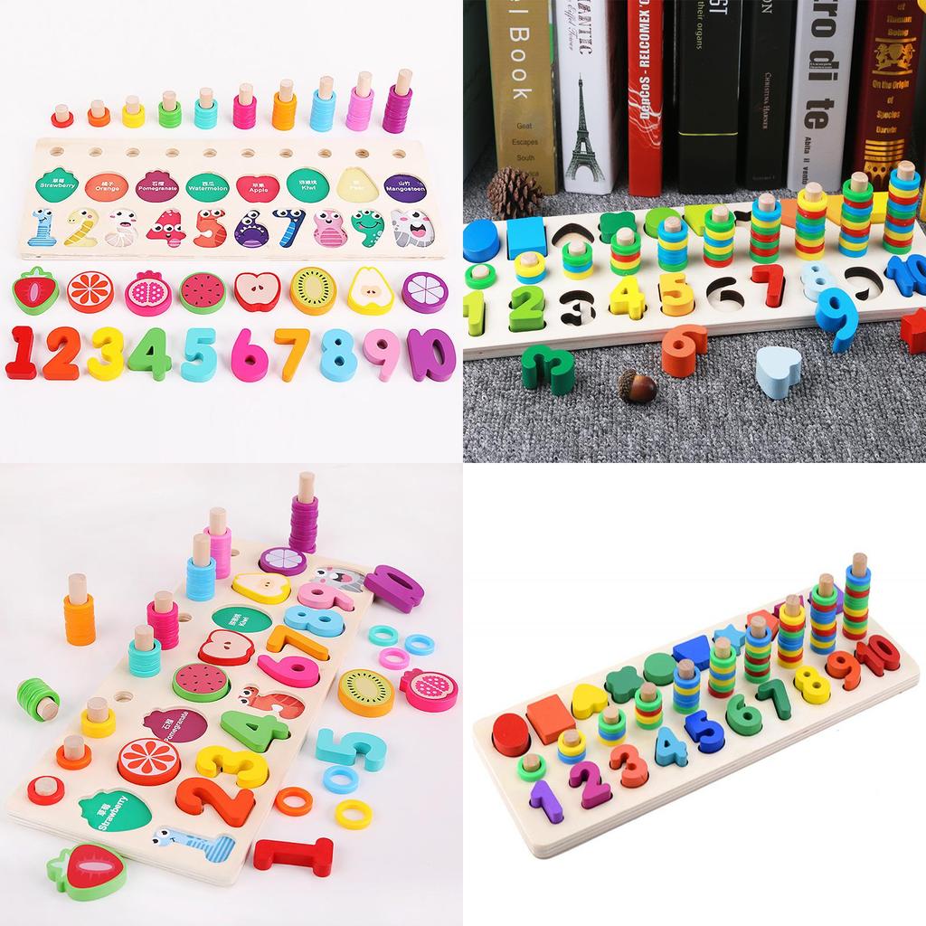 Wooden 3d Puzzle Board With Fruit Shapes For Kids Learning And Number Matching
