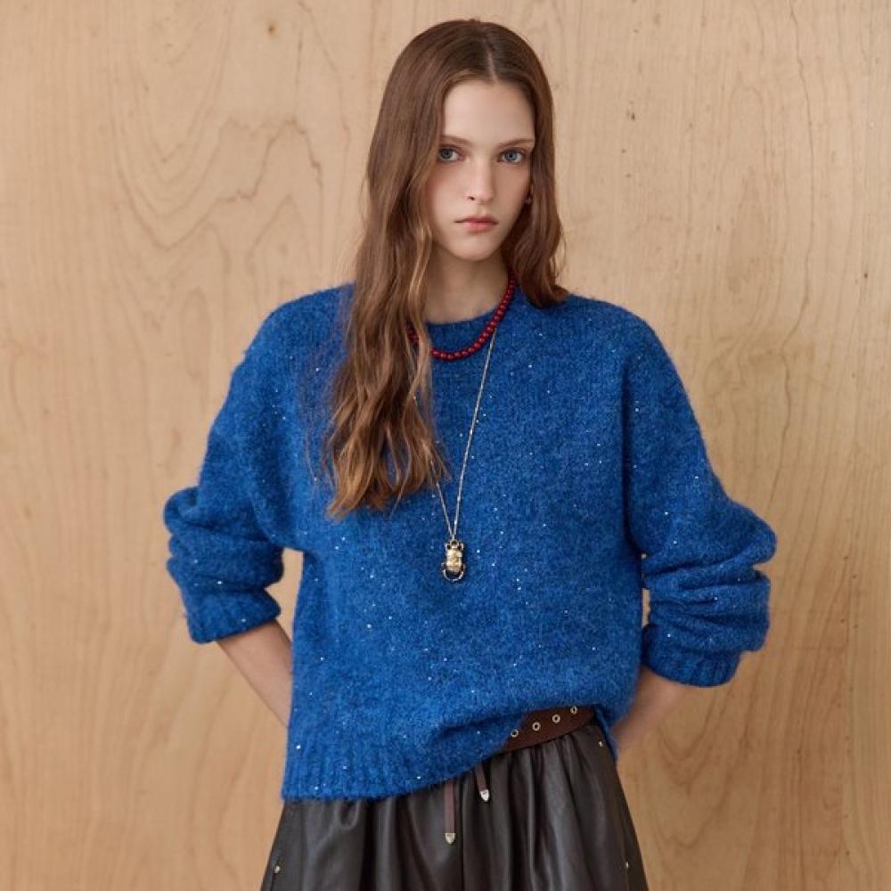 Maxza Sequin Glitter Mix Hairy Knit Pullover Ze12qk007na violet/FREE